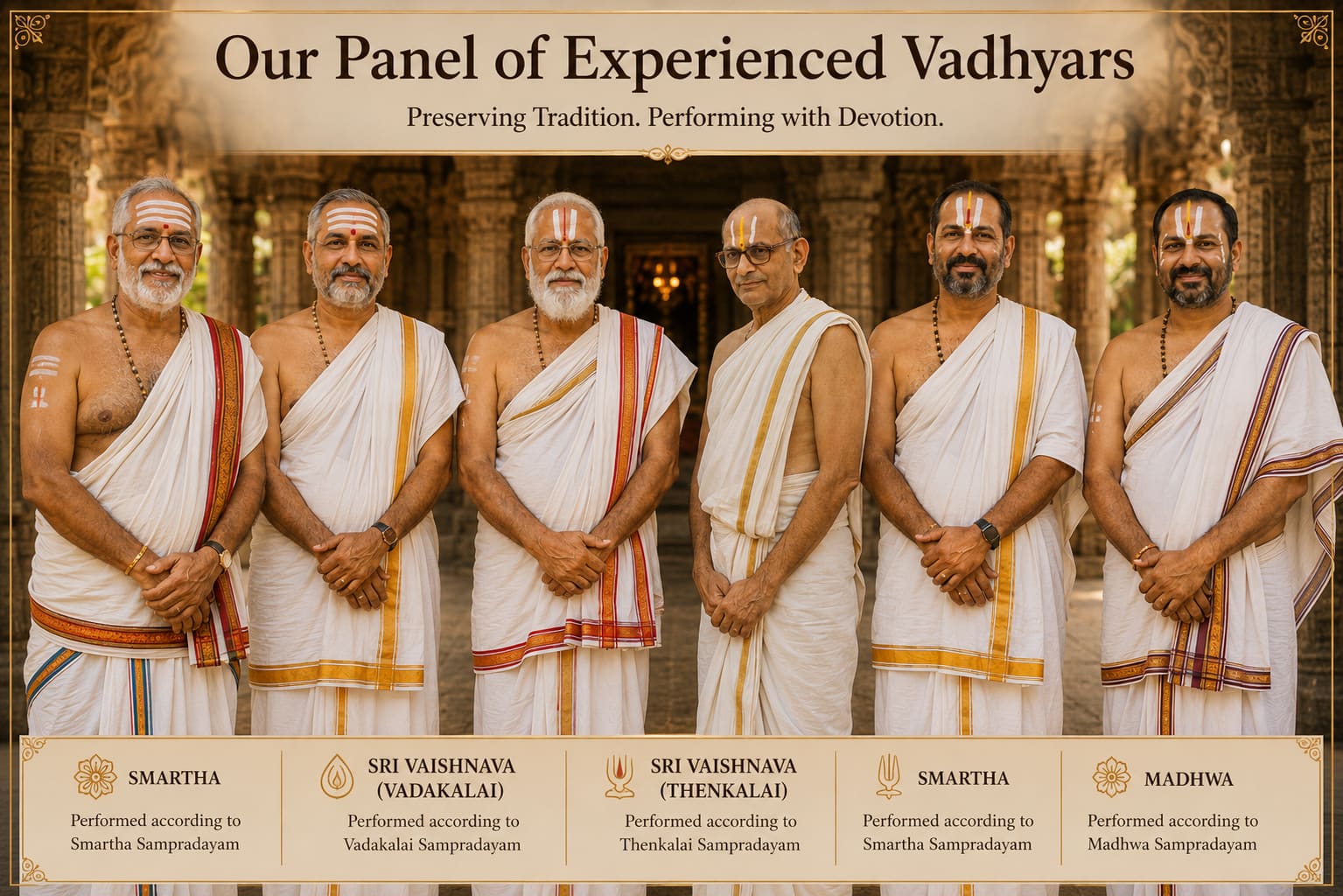 Verified Vadhyars. Authentic Rituals. Every Sampradayam.